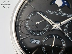 Master Ultra Thin Perpetual Calendar SS V9F 1:1 Best Edition Gray Dial on Black Leather Strap A868 V2 - Image 12