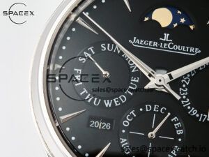 Master Ultra Thin Perpetual Calendar SS V9F 1:1 Best Edition Black Dial on Black Leather Strap A868 V2 - Image 12