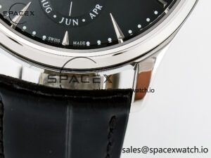 Master Ultra Thin Perpetual Calendar SS V9F 1:1 Best Edition Black Dial on Black Leather Strap A868 V2 - Image 13