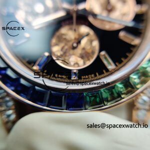 Rolex Daytona Series 116595RBOW Rainbow Di 1:1 Customized 18K Pure Gold Case, Strap, Buckle, Customized Best Dial, Natural Sapphire Rainbow Outer Ring, Dandong 4130 Movement - Image 13