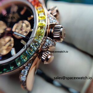Rolex Daytona Series 116595RBOW Rainbow Di 1:1 Customized 18K Pure Gold Case, Strap, Buckle, Customized Best Dial, Natural Sapphire Rainbow Outer Ring, Dandong 4130 Movement - Image 14