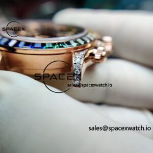 Rolex Daytona Series 116595RBOW Rainbow Di 1:1 Customized 18K Pure Gold Case, Strap, Buckle, Customized Best Dial, Natural Sapphire Rainbow Outer Ring, Dandong 4130 Movement - Image 16