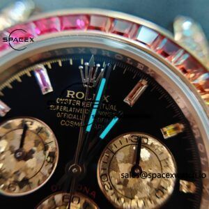 Rolex Daytona Series 116595RBOW Rainbow Di 1:1 Customized 18K Pure Gold Case, Strap, Buckle, Customized Best Dial, Natural Sapphire Rainbow Outer Ring, Dandong 4130 Movement - Image 17