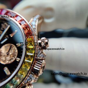 Rolex Daytona Series 116595RBOW Rainbow Di 1:1 Customized 18K Pure Gold Case, Strap, Buckle, Customized Best Dial, Natural Sapphire Rainbow Outer Ring, Dandong 4130 Movement - Image 18