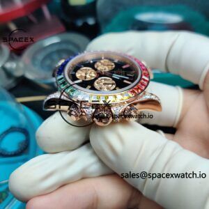 Rolex Daytona Series 116595RBOW Rainbow Di 1:1 Customized 18K Pure Gold Case, Strap, Buckle, Customized Best Dial, Natural Sapphire Rainbow Outer Ring, Dandong 4130 Movement - Image 22