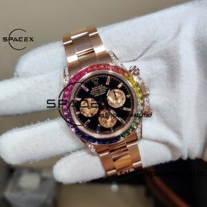 Rolex Daytona Series 116595RBOW Rainbow Di 1:1 Customized 18K Pure Gold Case, Strap, Buckle, Customized Best Dial, Natural Sapphire Rainbow Outer Ring, Dandong 4130 Movement - Image 3