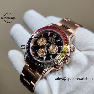 Rolex Daytona Series 116595RBOW Rainbow Di 1:1 Customized 18K Pure Gold Case, Strap, Buckle, Customized Best Dial, Natural Sapphire Rainbow Outer Ring, Dandong 4130 Movement - Image 5
