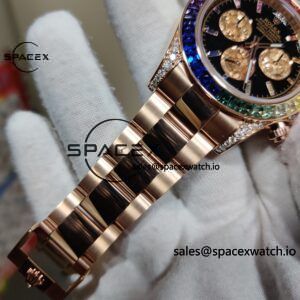 Rolex Daytona Series 116595RBOW Rainbow Di 1:1 Customized 18K Pure Gold Case, Strap, Buckle, Customized Best Dial, Natural Sapphire Rainbow Outer Ring, Dandong 4130 Movement - Image 7
