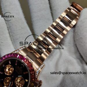 Rolex Daytona Series 116595RBOW Rainbow Di 1:1 Customized 18K Pure Gold Case, Strap, Buckle, Customized Best Dial, Natural Sapphire Rainbow Outer Ring, Dandong 4130 Movement - Image 8