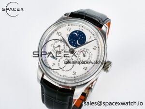 IW5034 Portugieser Perpetual Calendar SS V9F 1:1 Best Edition White Dial on Black Leather Strap A52610 - Image 4