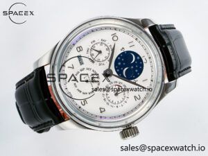 IW5034 Portugieser Perpetual Calendar SS V9F 1:1 Best Edition White Dial on Black Leather Strap A52610 - Image 8