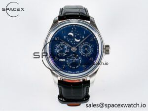 IW5034 Portugieser Perpetual Calendar SS V9F 1:1 Best Edition Blue Dial on Black Leather Strap A52610