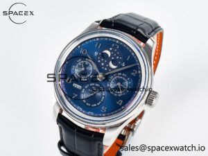 IW5034 Portugieser Perpetual Calendar SS V9F 1:1 Best Edition Blue Dial on Black Leather Strap A52610 - Image 4