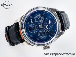 IW5034 Portugieser Perpetual Calendar SS V9F 1:1 Best Edition Blue Dial on Black Leather Strap A52610 - Image 8