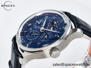 IW5034 Portugieser Perpetual Calendar SS V9F 1:1 Best Edition Blue Dial on Black Leather Strap A52610 - Image 5