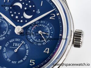 IW5034 Portugieser Perpetual Calendar SS V9F 1:1 Best Edition Blue Dial on Black Leather Strap A52610 - Image 10