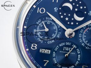 IW5034 Portugieser Perpetual Calendar SS V9F 1:1 Best Edition Blue Dial on Black Leather Strap A52610 - Image 12