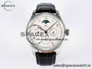IW5033 Portugieser Perpetual Calendar SS V9F 1:1 Best Edition White Dial on Black Leather Strap A52610