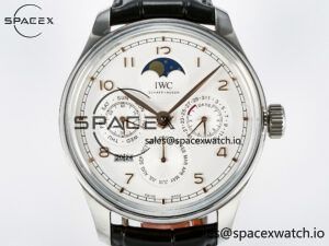 IW5033 Portugieser Perpetual Calendar SS V9F 1:1 Best Edition White Dial on Black Leather Strap A52610 - Image 2