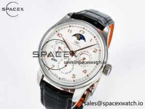 IW5033 Portugieser Perpetual Calendar SS V9F 1:1 Best Edition White Dial on Black Leather Strap A52610 - Image 4