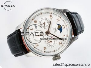 IW5033 Portugieser Perpetual Calendar SS V9F 1:1 Best Edition White Dial on Black Leather Strap A52610 - Image 8