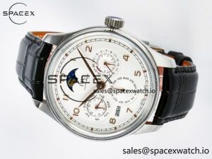 IW5033 Portugieser Perpetual Calendar SS V9F 1:1 Best Edition White Dial on Black Leather Strap A52610 - Image 7
