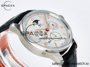 IW5033 Portugieser Perpetual Calendar SS V9F 1:1 Best Edition White Dial on Black Leather Strap A52610 - Image 6