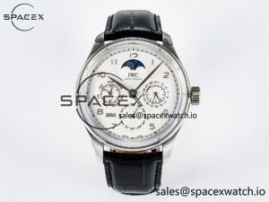 IW5033 Portugieser Perpetual Calendar SS V9F 1:1 Best Edition White Dial on Black Leather Strap A52610