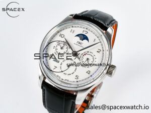 IW5033 Portugieser Perpetual Calendar SS V9F 1:1 Best Edition White Dial on Black Leather Strap A52610 - Image 4