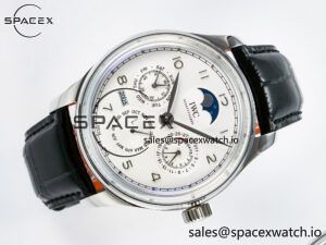 IW5033 Portugieser Perpetual Calendar SS V9F 1:1 Best Edition White Dial on Black Leather Strap A52610 - Image 8