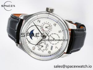 IW5033 Portugieser Perpetual Calendar SS V9F 1:1 Best Edition White Dial on Black Leather Strap A52610 - Image 7