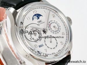 IW5033 Portugieser Perpetual Calendar SS V9F 1:1 Best Edition White Dial on Black Leather Strap A52610 - Image 3