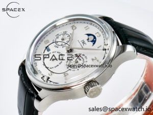 IW5033 Portugieser Perpetual Calendar SS V9F 1:1 Best Edition White Dial on Black Leather Strap A52610 - Image 5