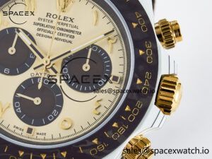 Daytona DIW “DESERT EAGLE” White Carbon DIWF 1:1 Best Edition Cream/Brown Dial on Brown Nylon Strap SH4130 - Image 10