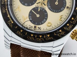 Daytona DIW “DESERT EAGLE” White Carbon DIWF 1:1 Best Edition Cream/Brown Dial on Brown Nylon Strap SH4130 - Image 11