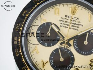Daytona DIW “DESERT EAGLE” White Carbon DIWF 1:1 Best Edition Cream/Brown Dial on Brown Nylon Strap SH4130 - Image 12