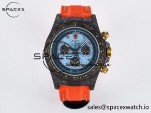 Daytona DIW “AVIA AZURE BLUE” Carbon DIWF 1:1 Best Edition Blue Dial on Orange Nylon Strap SH4130