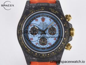 Daytona DIW “AVIA AZURE BLUE” Carbon DIWF 1:1 Best Edition Blue Dial on Orange Nylon Strap SH4130 - Image 2