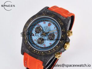 Daytona DIW “AVIA AZURE BLUE” Carbon DIWF 1:1 Best Edition Blue Dial on Orange Nylon Strap SH4130 - Image 4
