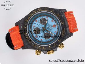 Daytona DIW “AVIA AZURE BLUE” Carbon DIWF 1:1 Best Edition Blue Dial on Orange Nylon Strap SH4130 - Image 8