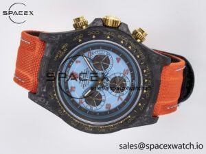 Daytona DIW “AVIA AZURE BLUE” Carbon DIWF 1:1 Best Edition Blue Dial on Orange Nylon Strap SH4130 - Image 7