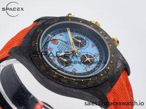 Daytona DIW “AVIA AZURE BLUE” Carbon DIWF 1:1 Best Edition Blue Dial on Orange Nylon Strap SH4130 - Image 6