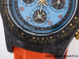 Daytona DIW “AVIA AZURE BLUE” Carbon DIWF 1:1 Best Edition Blue Dial on Orange Nylon Strap SH4130 - Image 11