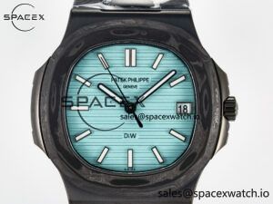 Nautilus 5711 DIW Carbon DIWF 1:1 Best Edition Tiffany Blue Textured Dial on Carbon/PVD Bracelet 324CS - Image 2