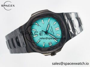 Nautilus 5711 DIW Carbon DIWF 1:1 Best Edition Tiffany Blue Textured Dial on Carbon/PVD Bracelet 324CS - Image 4