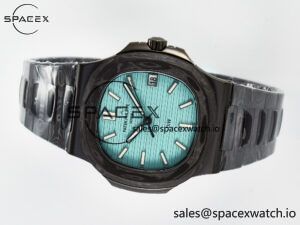 Nautilus 5711 DIW Carbon DIWF 1:1 Best Edition Tiffany Blue Textured Dial on Carbon/PVD Bracelet 324CS - Image 5