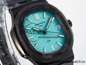 Nautilus 5711 DIW Carbon DIWF 1:1 Best Edition Tiffany Blue Textured Dial on Carbon/PVD Bracelet 324CS - Image 6
