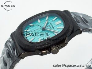 Nautilus 5711 DIW Carbon DIWF 1:1 Best Edition Tiffany Blue Textured Dial on Carbon/PVD Bracelet 324CS - Image 8