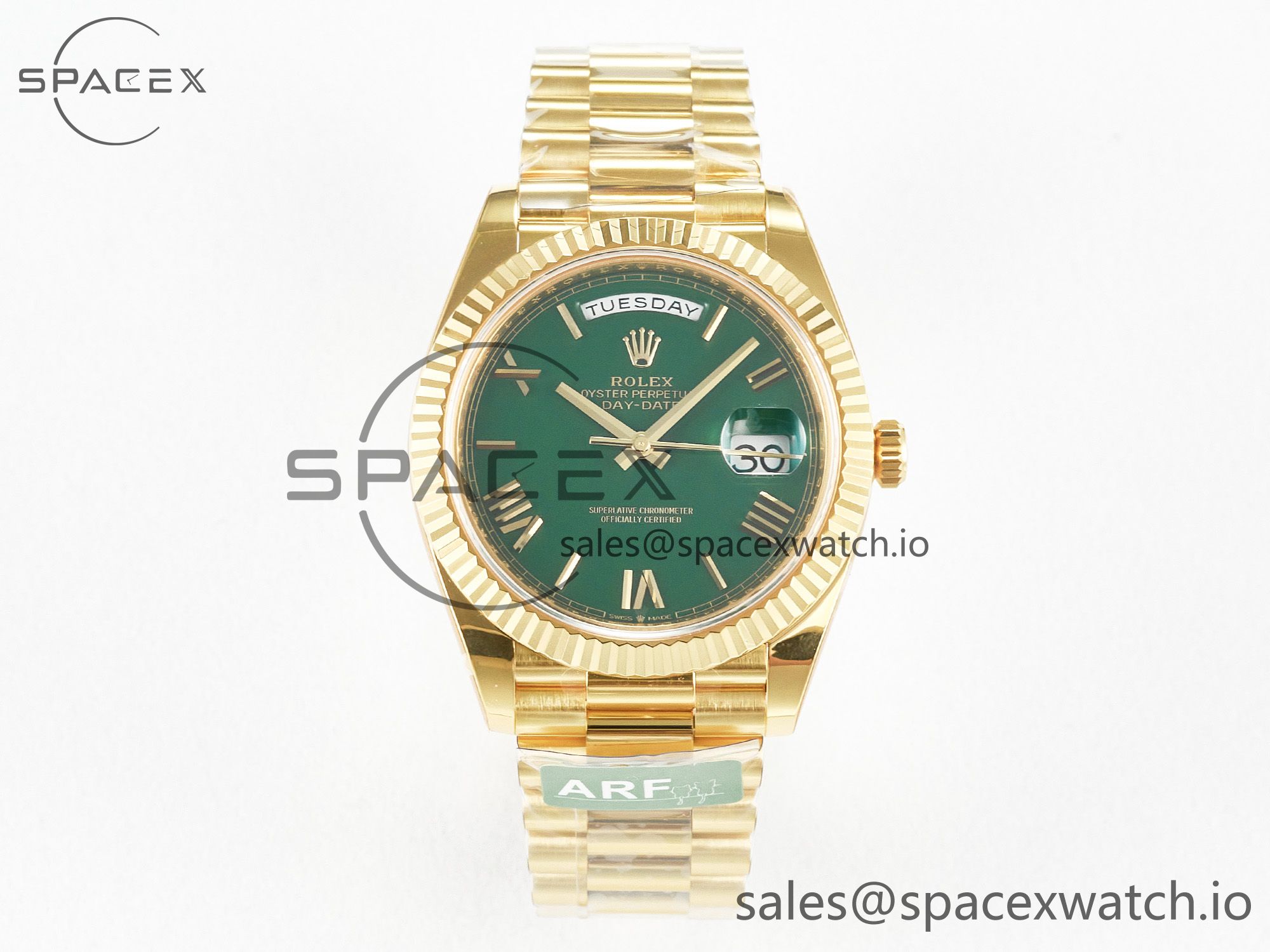 IMG_2493 拷贝 Day Date 40 YG 228238 ARF 1:1 Best Edition Green Roman Dial on President Bracelet VR3255 - Image 1