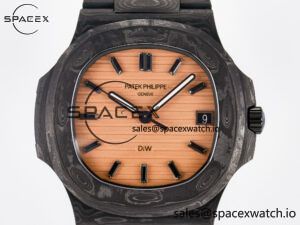 Nautilus 5711 DIW Carbon DIWF 1:1 Best Edition Orange Textured Dial On Carbon Bracelet 324CS - Image 2